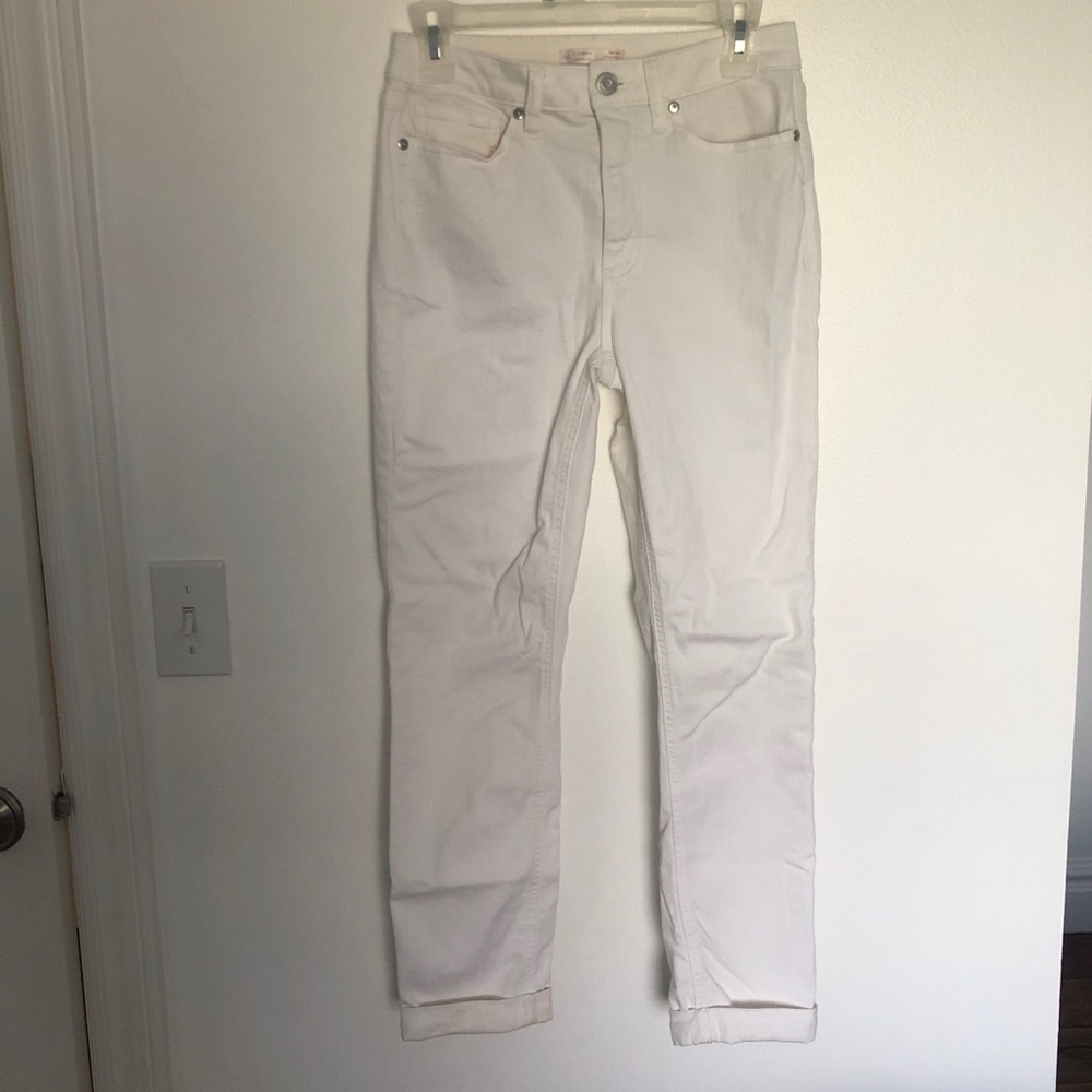 White high rise skinny ankle jeans
